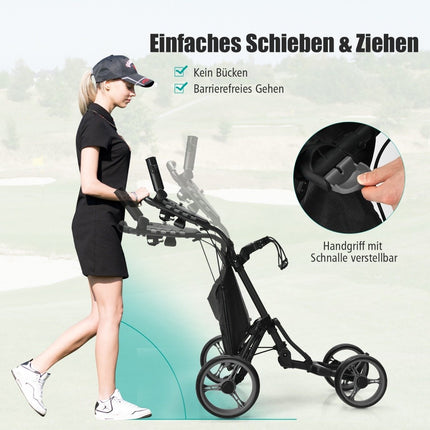 Golfový vozík 4kolový, skládací golfový caddy, push cart z hliníku, šedá