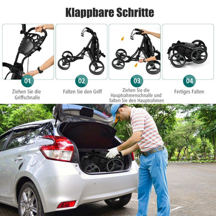 Golfový vozík 4kolový, skládací golfový caddy, push cart z hliníku, šedá
