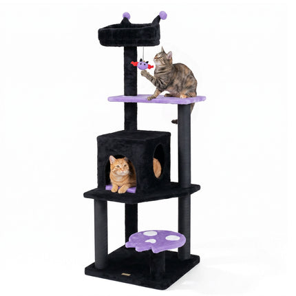 Gothic Cat Tree with Scratching Posts, Bed & Cave, 144 cm