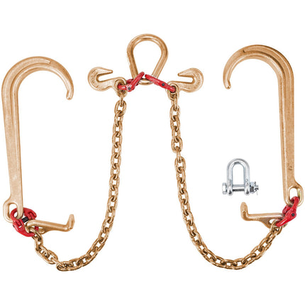 Grade 80 V-Bridle Tow Chain 8 mm x 60 cm, TJ Hooks