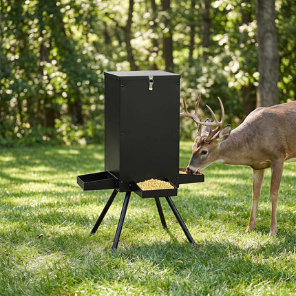 Gravity Deer Feeder, 90LB Capacity, 4 Trays, Galvanized Steel