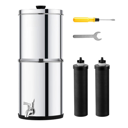 Gravity-Fed Water Filter, 2.25 Gal, 2 Carbon Filters, Spigot
