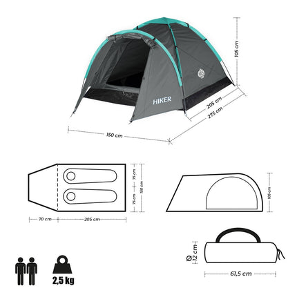 Gray Camping Tent for Hikers, Lightweight, 2-Person