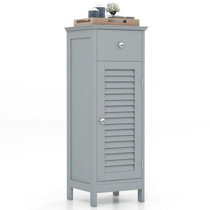Gray MDF Bathroom Floor Cabinet with Drawer & Shutter Door