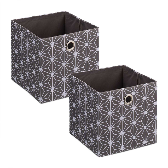 Šedý úložný box, sada 2 ks
