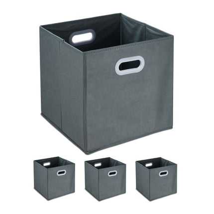 Šedý úložný box - sada 4 ks