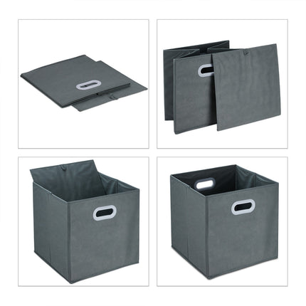 Šedý úložný box - sada 4 ks