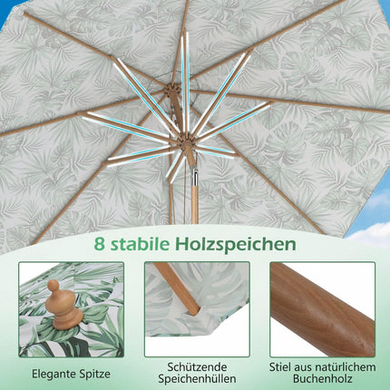 Zelený zahradní slunečník 270 cm s náklonem a ventilací