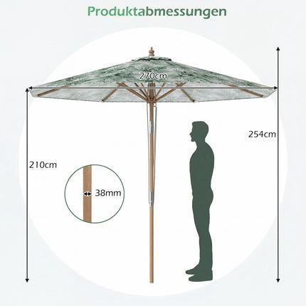 Zelený zahradní slunečník 270 cm s náklonem a ventilací
