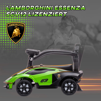 Green 2-in-1 Ride-On Car with Push Handle and Horn
