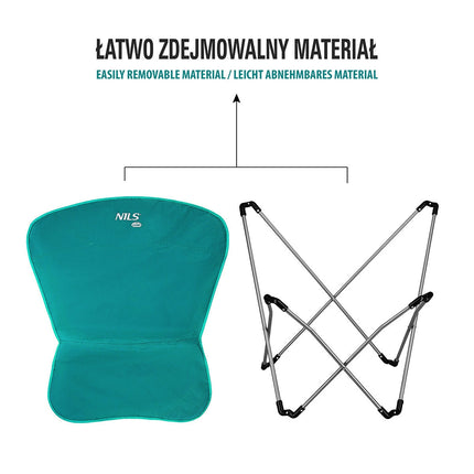 Zelená skládací kempingová židle, lehká, přenosná