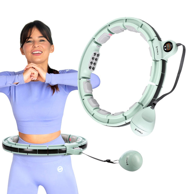 Zelená magnetická zátěžová hula hoop obruč s počítadlem