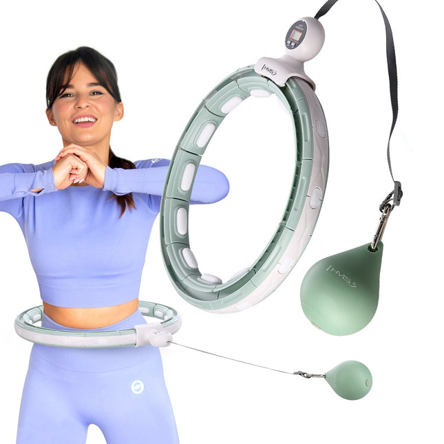 Zelená magnetická zátěžová hula hoop obruč s počítadlem