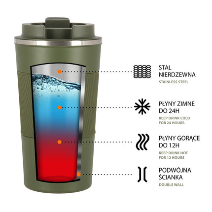 Zelený termohrnek, izolovaný, 350ml