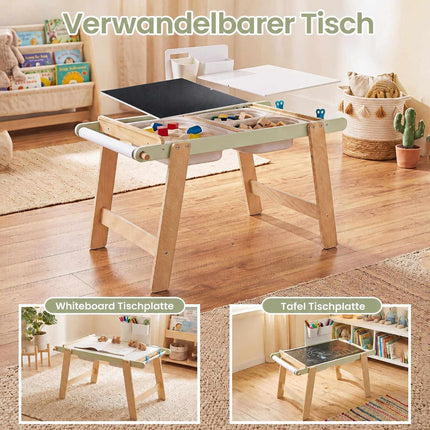 Green Wooden Sensory Table for Toddlers with Storage