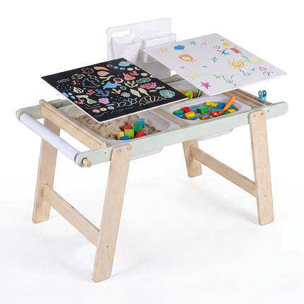 Green Wooden Sensory Table for Toddlers with Storage