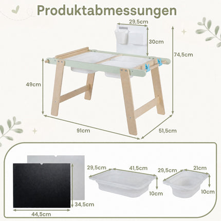 Green Wooden Sensory Table for Toddlers with Storage