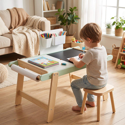 Green Wooden Sensory Table for Toddlers with Storage