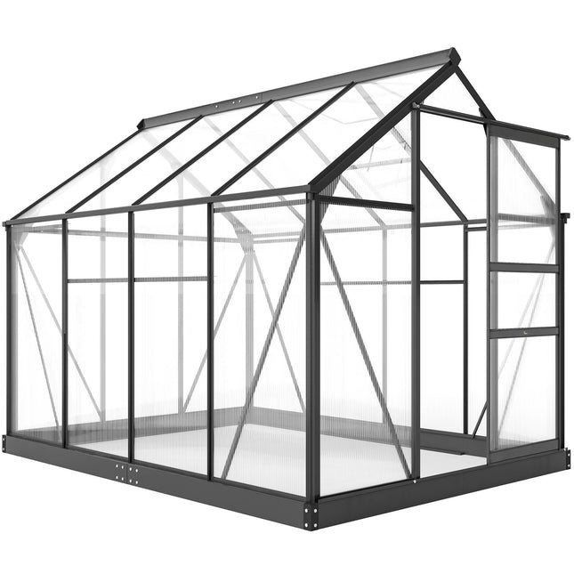 Skleník 190x252x201 cm, polykarbonát, posuvné dveře, střešní okno
