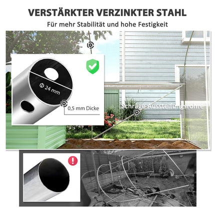 UV-resistant 6x3x2m Greenhouse, Roll-Up Sides, Steel Frame