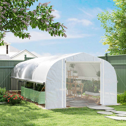 UV-resistant 6x3x2m Greenhouse, Roll-Up Sides, Steel Frame