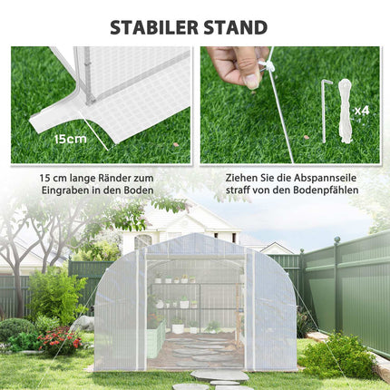 UV-resistant 6x3x2m Greenhouse, Roll-Up Sides, Steel Frame