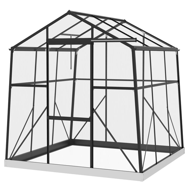 Hliníkový skleník s posuvnými dveřmi, 3.68 m², černý