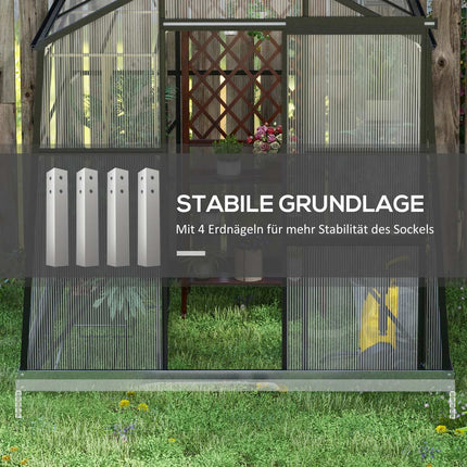 Aluminum greenhouse with sliding door, 3.68 m², black