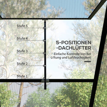 Aluminum greenhouse with sliding door, 3.68 m², black