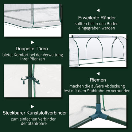 Skleník z oceli a PVC s dveřmi – pařeniště 250x100x80cm