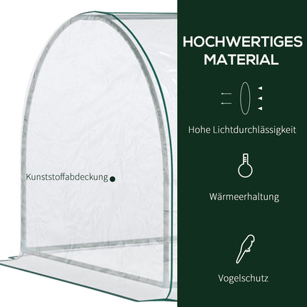 Skleník z oceli a PVC s dveřmi – pařeniště 250x100x80cm