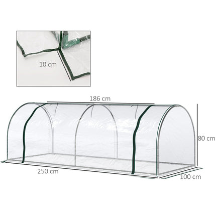 Skleník z oceli a PVC s dveřmi – pařeniště 250x100x80cm