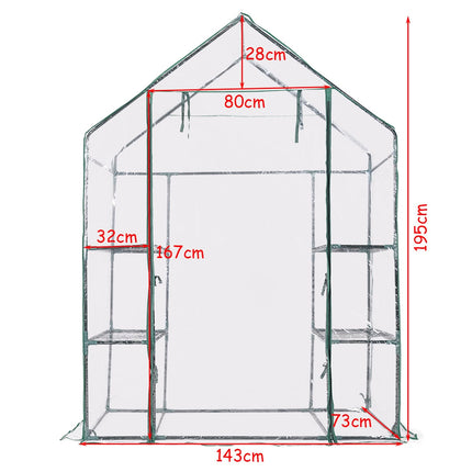 Skleník s policemi, PVC plachta, 143 x 73 x 195 cm