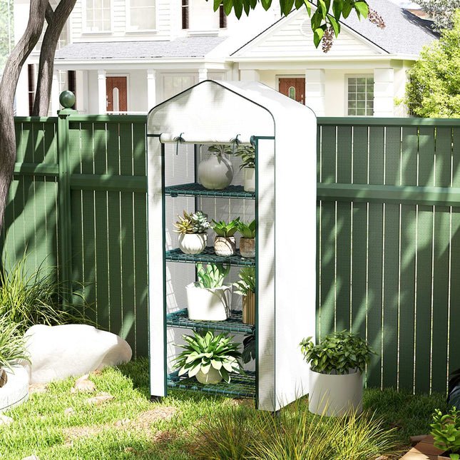 Steel frame Greenhouse with shelves, winterproof cover 69x50x165 cm