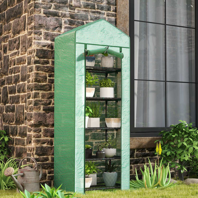 Steel greenhouse with shelves - Winterproof, 69x49x193 cm