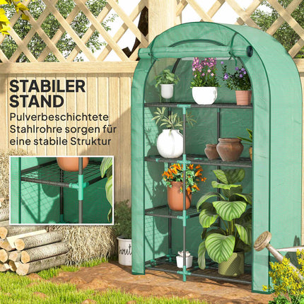 Steel frame greenhouse with shelves - winterproof, 100 x 45 x 160 cm
