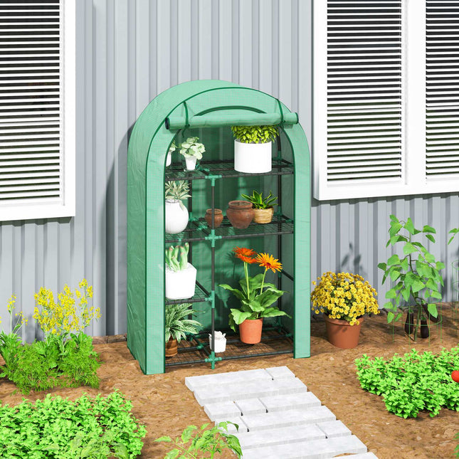 Steel frame greenhouse with shelves - winterproof, 100 x 45 x 160 cm
