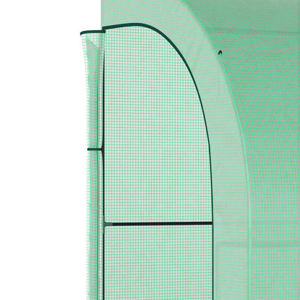 Wall-mounted steel greenhouse with shelves and windows