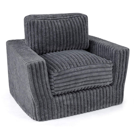 Grey Corduroy Foam Sofa with Removable Cover & Cushions