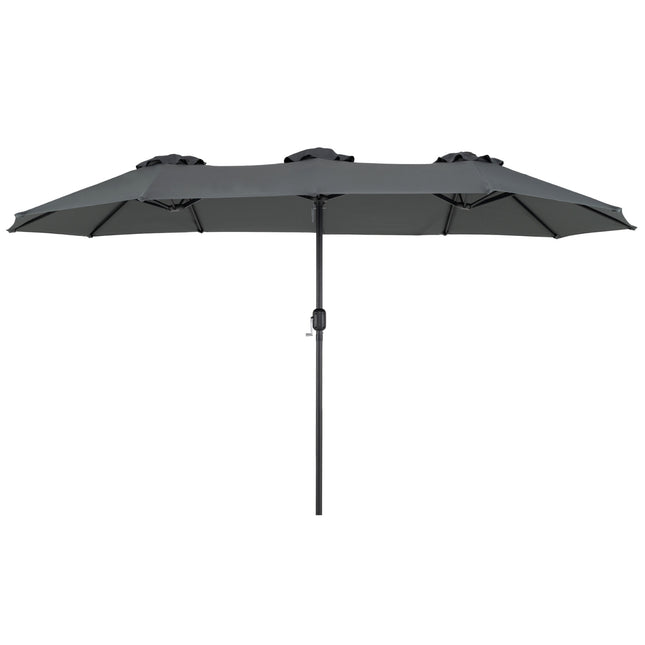 Dvojitý slunečník 400x215 cm, voduodpudivá tkanina, šedý