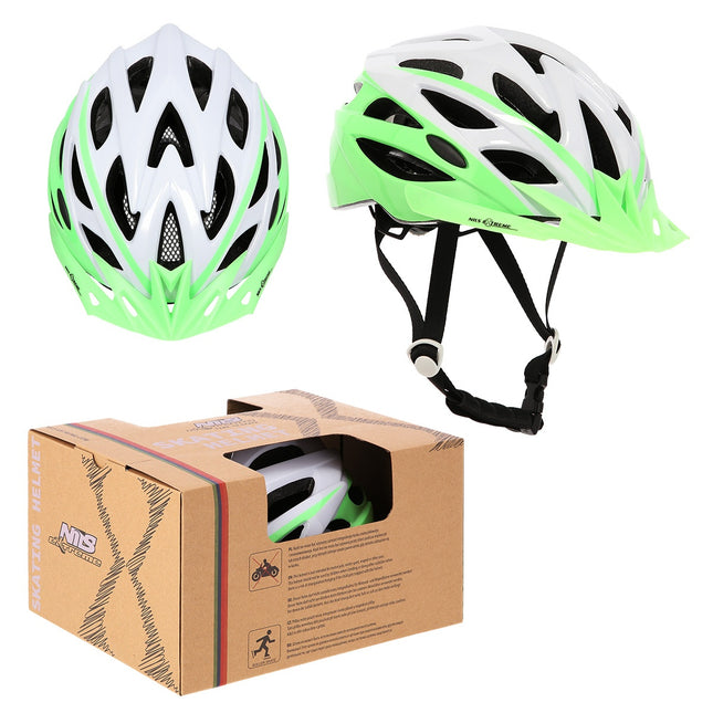 Cyklistická helma šedo-zelená, velikost S (50-58cm)