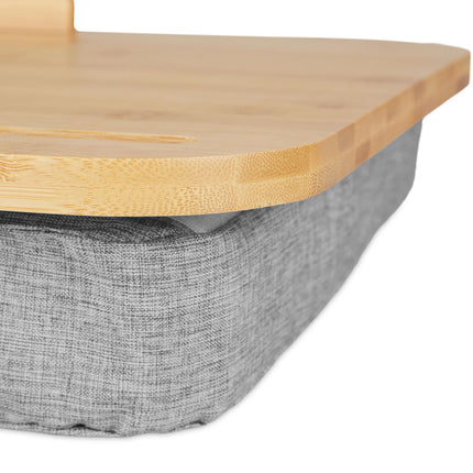 Grauer Lapdesk mit Bambustablett