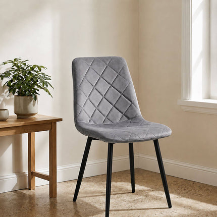 Grey Velvet Dining Chairs, Set of 2 – Modern Upholstered Seats