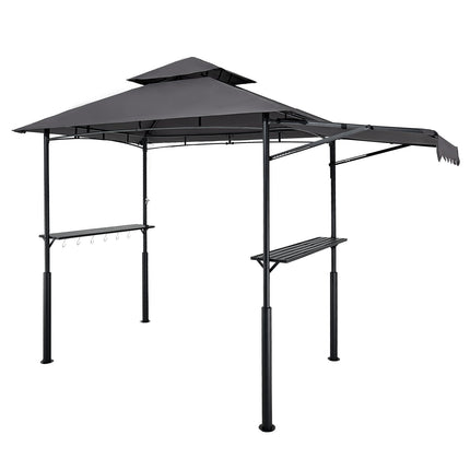 Grill Gazebo 8 x 5 ft, Double-Tier Roof, Shelves, Hooks