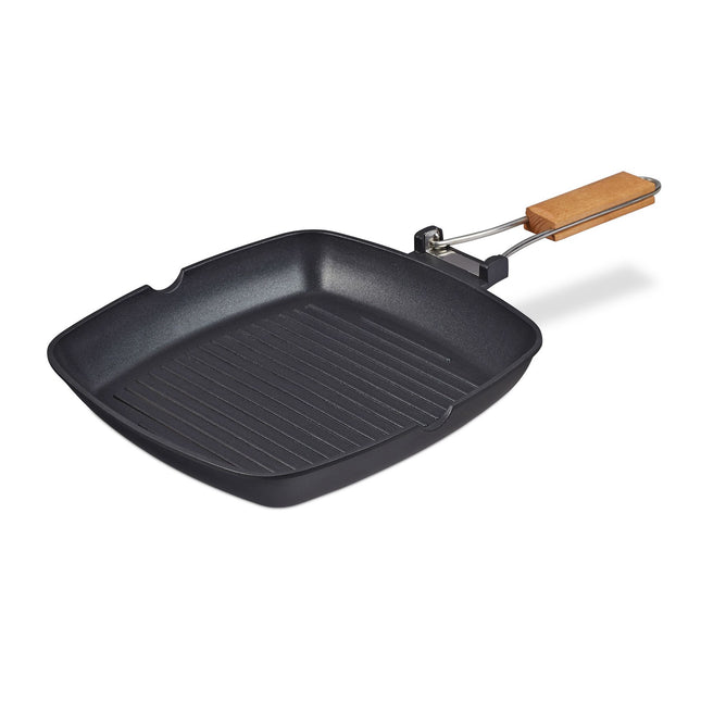 Grillpan met inklapbare handgreep