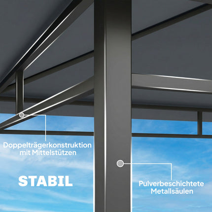 Grilovací pavilon 2.4x1.4m, ventilovaná střecha, boční police