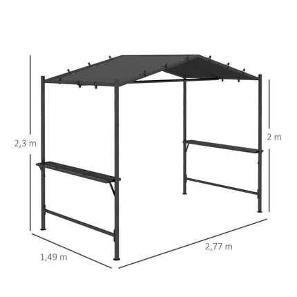 Grilovací pavilon 3x1.5M odolný proti povětrnosti s policemi, ocel