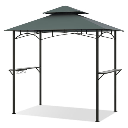 Grilovací pavilon s dvojitou střechou a policemi, 240x151 cm, šedý
