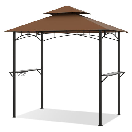 Grilovací pavilon s dvojitou střechou, policemi a háčky, 240x151 cm