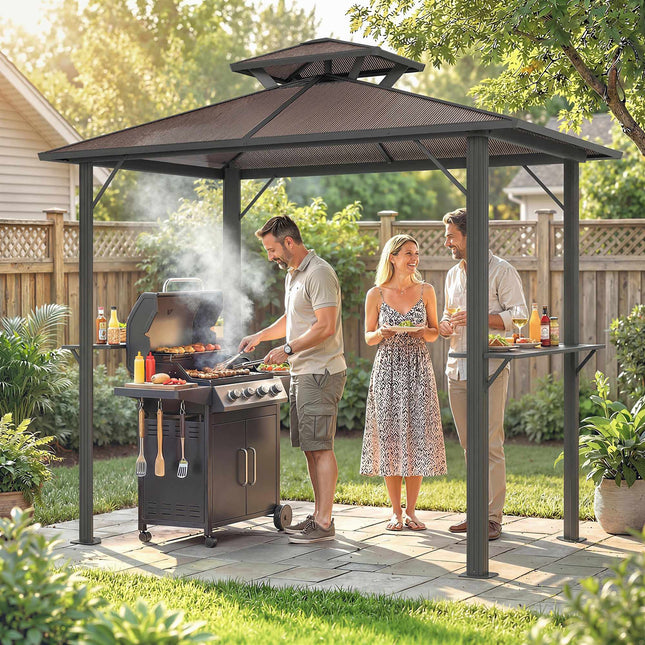 Grill Pavilion with Polycarbonate Roof, Aluminum Frame